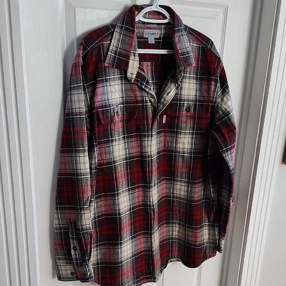 Mens Size Xl Carharett Flannel Heavy Weight Shirt Plaid